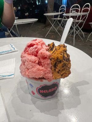 Cherry and dulce de leche gelato at Ainara Helados in Buenos Aires