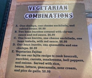 Vegetarian options. at Los Mariachis in Glasgow