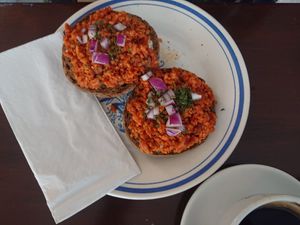 vegan mince meat bun at Café Rotkehlchen - Kalk in Cologne