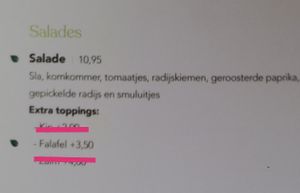 Menu May '23 - Salad Options at Barista Cafe Paddepoel in Groningen