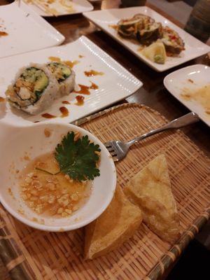 Fried tofu appy at Tenon Vegan Sushi in Toronto