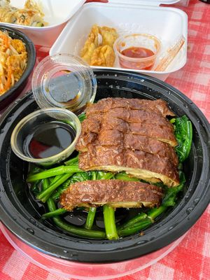 Duck comes with very nicely prepared veggies  at Tenon Vegan Sushi in Toronto
