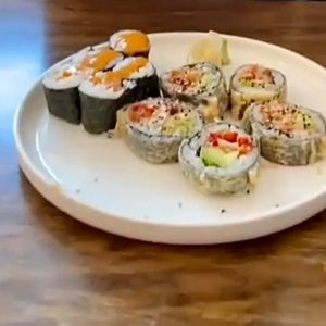 Two sushi roll order at Tenon Vegan Sushi in Toronto