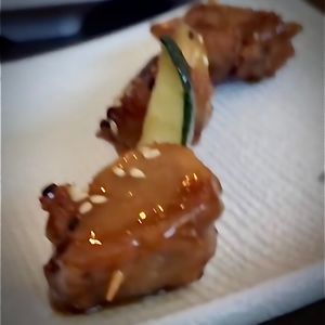 Vegan chicken skewers at Tenon Vegan Sushi in Toronto