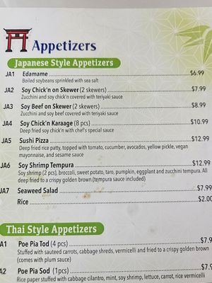 Japanese style appetizers at Tenon Vegan Sushi in Toronto