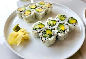 Crispy Avocado, Avocado Cucumber at Tenon Vegan Sushi in Toronto
