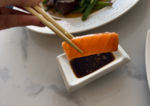 Vegan salmon sashimi   at Tenon Vegan Sushi in Toronto