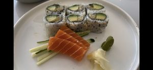 California rolls & vegan salmon sashimi 😋  at Tenon Vegan Sushi in Toronto