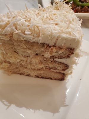 Coconut cream cake at Tenon Vegan Sushi in Toronto