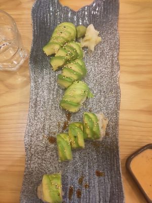 Avocado and king mushroom roll at Tenon Vegan Sushi in Toronto