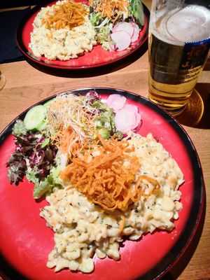 German "Käsespätzle" with Salad (vegetarian) at Xaver's in Munich