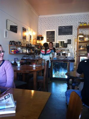 The interior is full of comforting memories of by-gone times at Cosset in Auckland