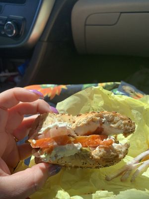 Not lox bagel at Ben & Esther's Vegan Jewish Deli in Portland