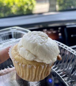 Lemon coconut cupcake - so good! at Ben & Esther's Vegan Jewish Deli in Portland
