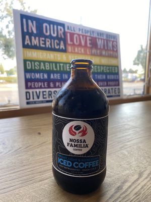 Iced coffee at Ben & Esther's Vegan Jewish Deli in Portland