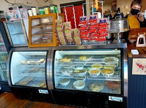 Deli counter at Ben & Esther's Vegan Jewish Deli in Portland
