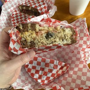 Tuna melt was like a chick pea salad. Very good    at Ben & Esther's Vegan Jewish Deli in Portland