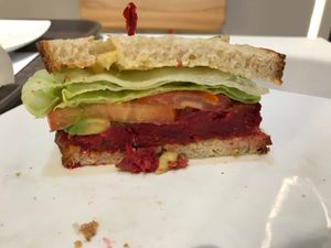 Grilled Beetroot Patty & Avocado half at Cedele - Guoco Tower in Central Singapore