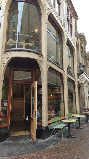 Outside at Bagels & Beans in Leiden