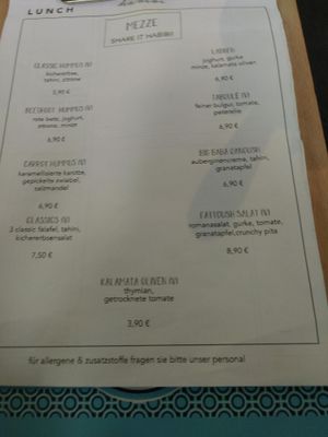 Lunch Menu 1/3 at Servus Habibi in Munich