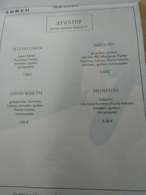 Lunch Menu 2/3 at Servus Habibi in Munich