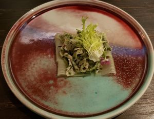 Mushrooms on cucumber? at Qīng Táng 清棠 in Kunming