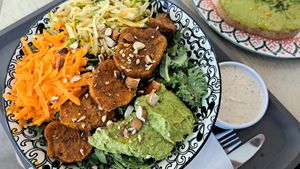 V-gan salad with orange tahini dressing at RAW & BOWL'D in Amman