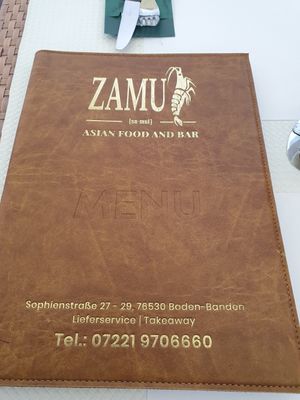 Menu at Zamui in Baden Baden