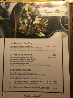 Auszug aus dem Menü  at Zamui in Baden Baden