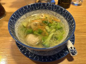 Soup with tofu and greens  at Zamui in Baden Baden
