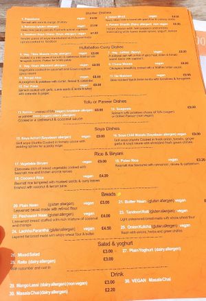 The menu at Hullabaloo - Greenwich in South East London