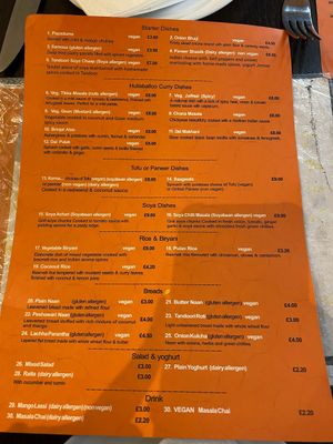 Menu at Hullabaloo - Greenwich in South East London