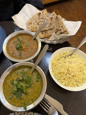 Dahl makhani, palak Dahl, paratha, coconut rice  at Hullabaloo - Greenwich in South East London