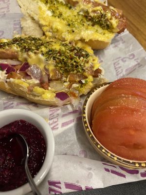 Argentine Dog, with some sides.  at It's Vegan in Sao Paulo