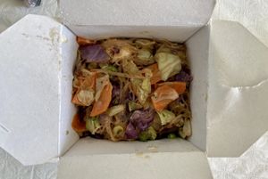 If you ask for the mozzarella yakisoba, the mozarela comes all melted inside! at Sôshi Vegan in Rio De Janeiro