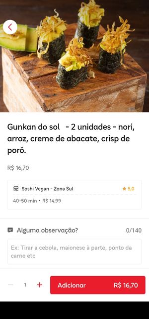  at Sôshi Vegan in Rio De Janeiro