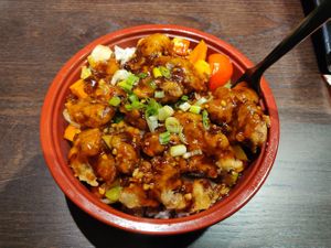 Spicy beef bowl at V Revolution in Englewood