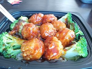 Orange chick'n. Yummmm. at V Revolution in Englewood