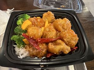 Vegan orange chicken   at V Revolution in Englewood