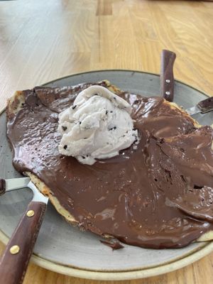 Chocolate crepes with vegan ice cream  at La Crepería Les Îles in Tenerife