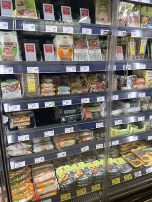 Vegan sausages and more   at REWE Scholand in Muelheim