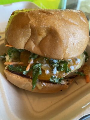 Kale Slaw Heirloom burger with beyond meat patty! at Bougie Vegan in Belton