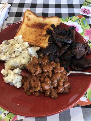 Brisket plate  at Bougie Vegan in Belton