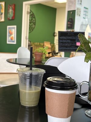 Matchas with homemade flavor shots. Yum!  at Farm2Farmacy in Chandler