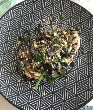 Mushroom and spinach on houmous and toast  at Aesthete Coffee + Kitchen in Sheffield