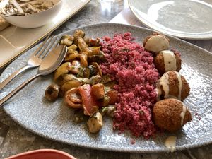 Falafel, quinoa and grilled veggies  at Ousia Soulful Kitchen in Limassol