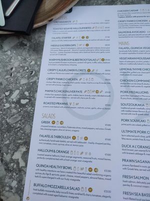 Menu at Ousia Soulful Kitchen in Limassol