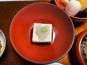 sesame dofu at Zenkoji Fuchinobo in Nagano