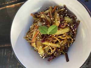 Noodle stir fry at Cactú in Arecibo