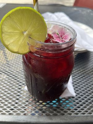Jamaican flower cocktail. This was made with no alcohol but they could make with it    at Cactú in Arecibo